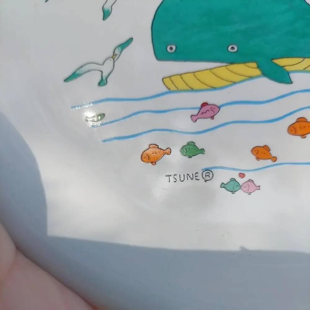 Tsune Takahashi VTG Lunch Salad Childs 7.5” Plate rare whale sealife